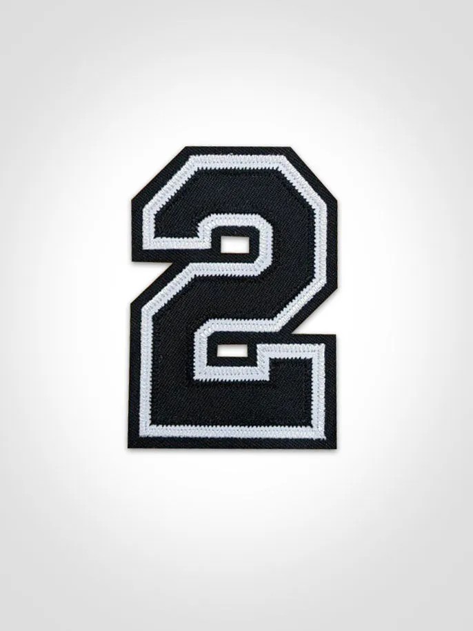 3" Number - Black with White and Black outline